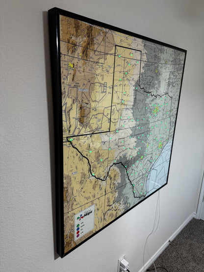 25%OFF IN CART Blemished  42x42 Metal Framed Texas Real-Time Aviation Weather Map - Tailwind Maps