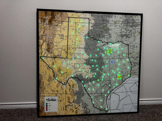 42x42 Metal Framed Texas Real-Time Aviation Weather Map - Tailwind Maps