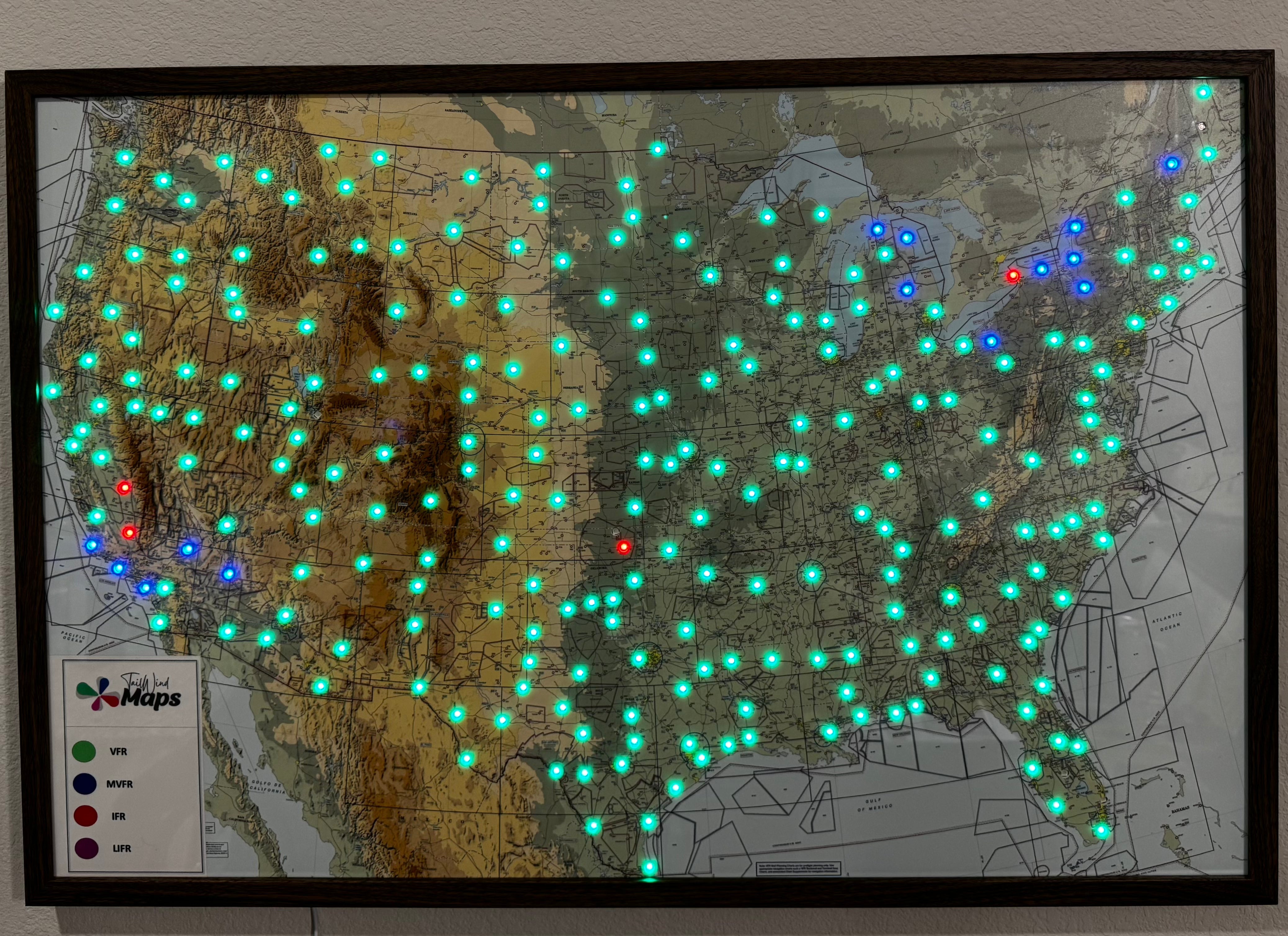 24x36 US Live Aviation Weather Map Wall Display – TailWind Maps